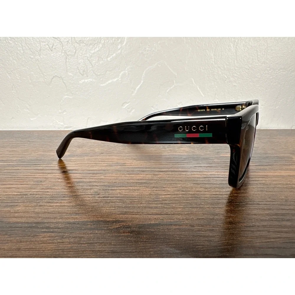 Gucci‎ GG1857S 002 Havana Tortoise Shell Green Lens Sunglasses Made in Italy